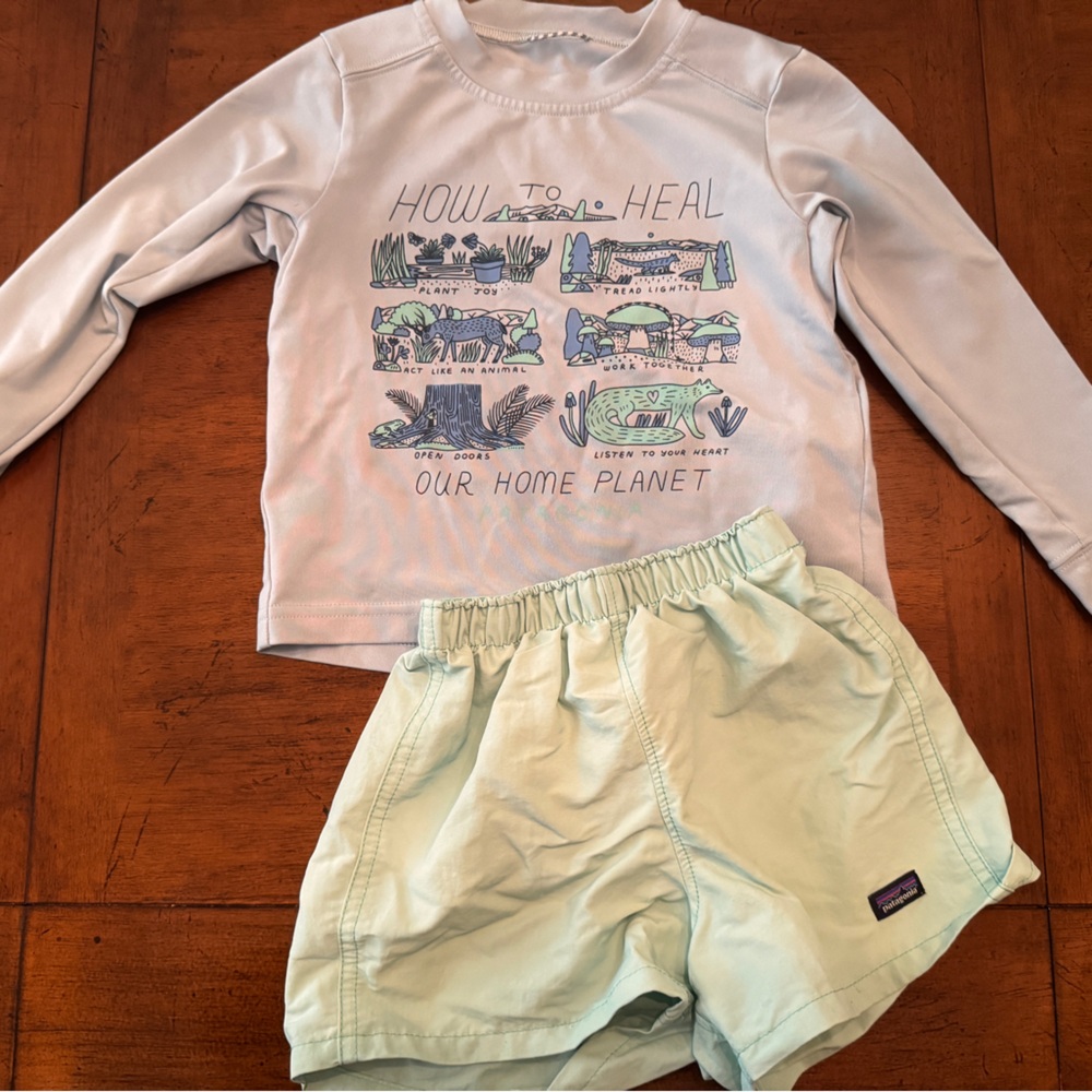 Patagonia Kids Matching Set - blue and mint green